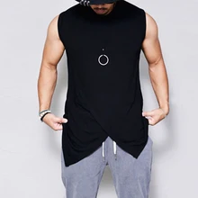 Мужские майки, Мужская майка, брендовая Высококачественная Мужская повседневная одежда с асимметричным подолом в стиле хип-хоп, мужская майка без рукавов, лето