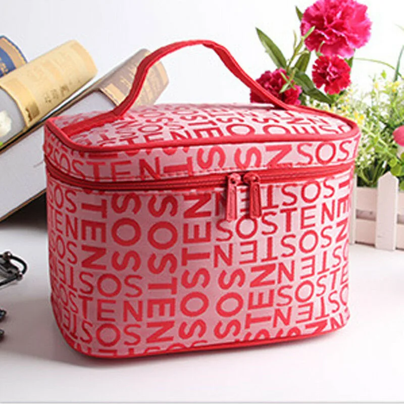 

Women Fashion Letter Print Makeup Bag Practical Travel Cosmetic Bag Case Multifunction Pouch Toiletry Zip Wash Folding Organizer