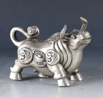 

Collection Feng Shui Chinese Miao Silver carved cattle Statues