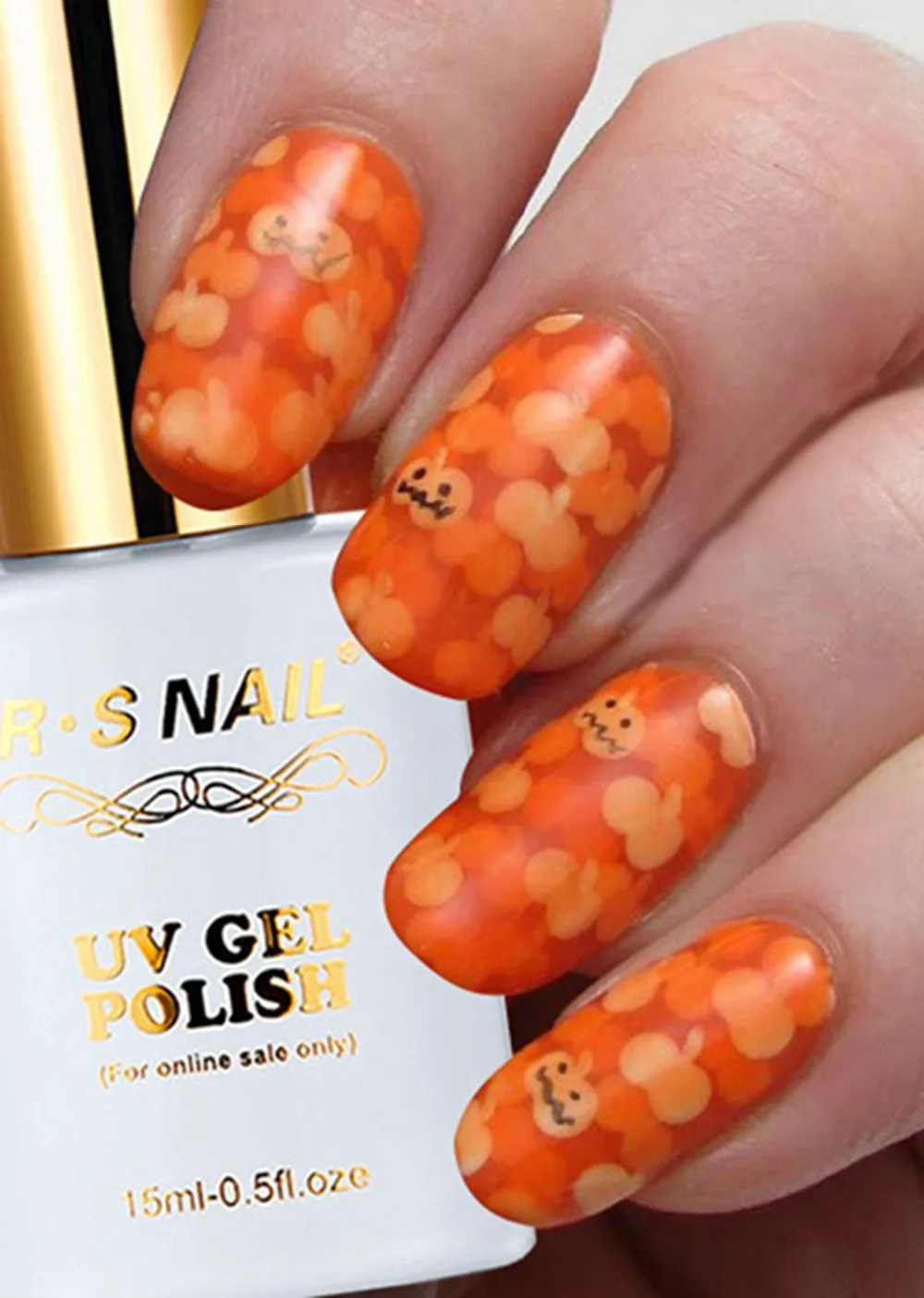 New 2 PIECES RS 104_002 Pumpkin Color Gel Nail Polish UV LED Sequined ...