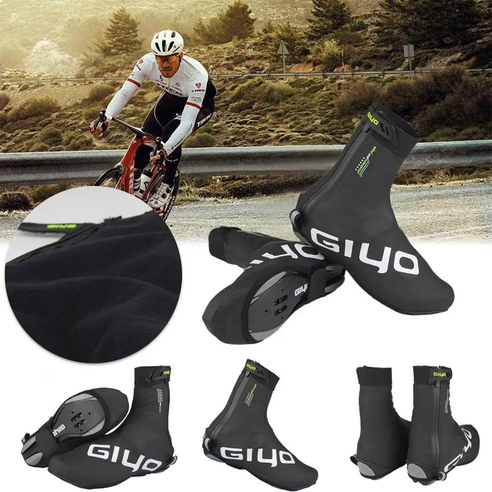 thumbnail image 2 of Cycling Bicycle Shoe Covers Waterproof Thermal MTB Mountain Bike Overshoes Protector With Fleece Lining With Reflective Patches 2 of 11