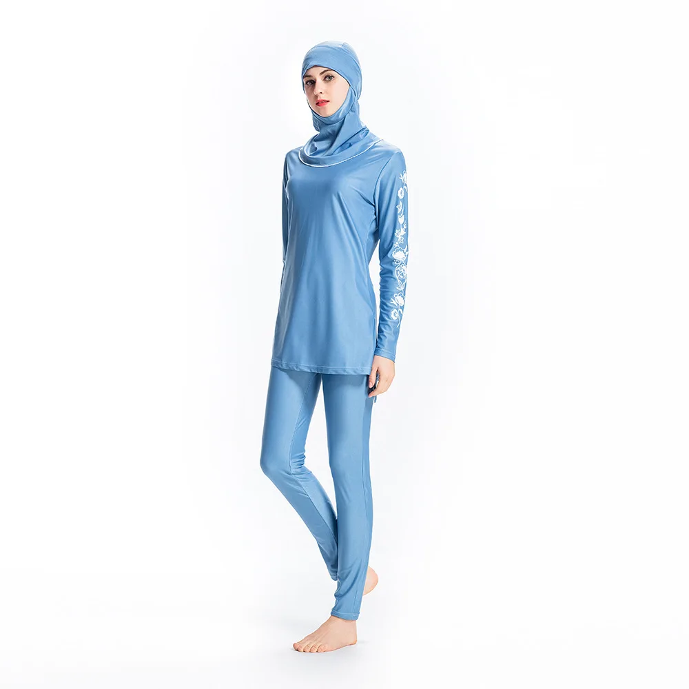 

2019 Large Size Women Muslim Swimwear Printed Floral Full Cover Women Islamic Conservative Swimsuit Hijab Beachwear Bathing Suit
