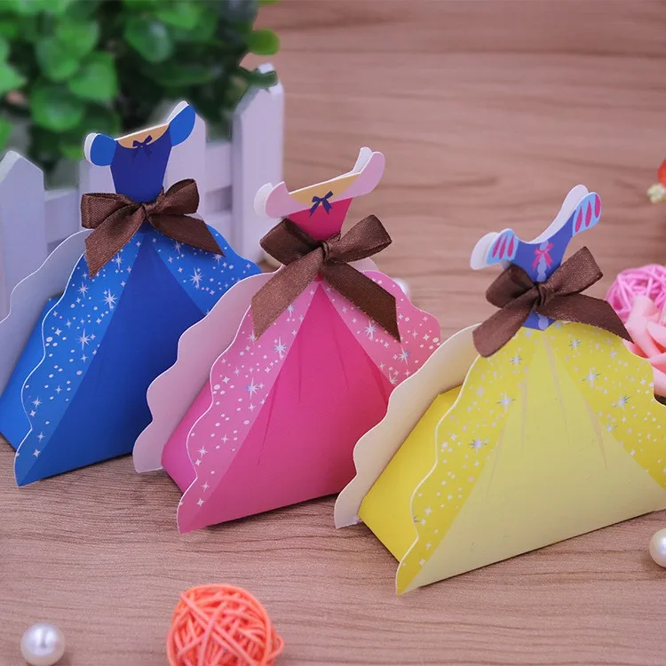 24pcs Child Birthday Party Supplies Princess Skirt Folding Gift Box Candy Box wedding Christmas