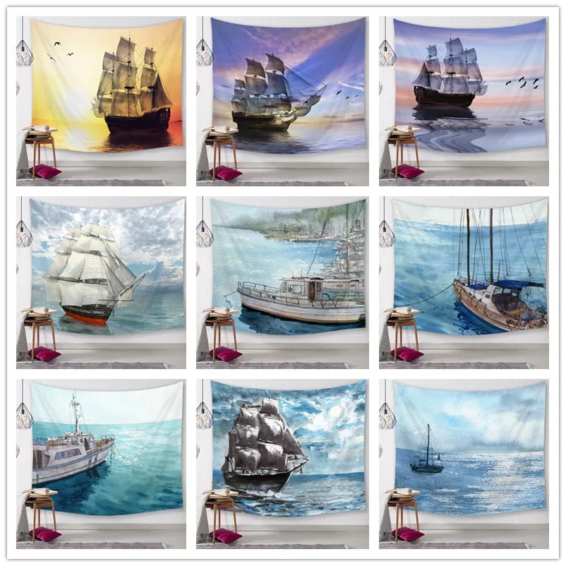 Ferry Tapestry High-Definition Map Fabric Wall Hanging Decor Watercolor Letter Polyester Table Cover Yoga Beach towel | Дом и сад