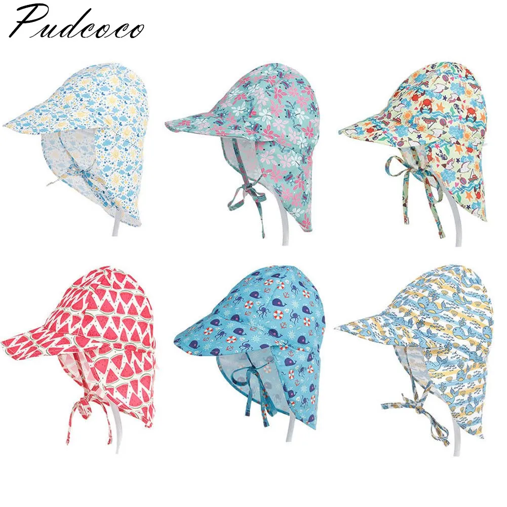 

Pudcoco 2019 Brand New Newborn Infant Beach Bucket Hat Baby Unisex Sun Summer Cap Cotton UV Protection