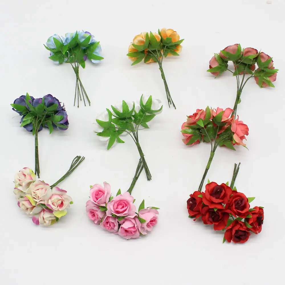 New 72 Pcs Lot Mini Silk Gradient Handmade Artificial Rose Flower