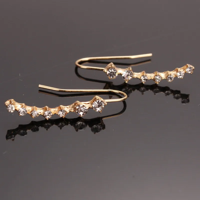 

M MISM Golden/Silver Color Clip On Earrings Crystal Earrings Bling Bling Aretes De Mujer Long Shining Retro Boucle D'Oreille