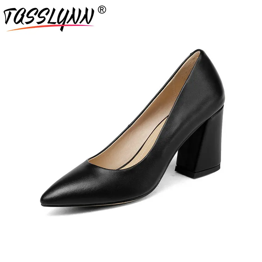 

TASSLYNN 2018 Women Pumps Elegant Slip on OL Square High Heels Pointed Toe Pumps Spring Autumn Wedding Women Shoes Size 34-43