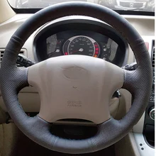 Free Shipping High Quality cowhide Top Layer Leather handmade Sewing Steering wheel covers protect For Hyundai Tucson
