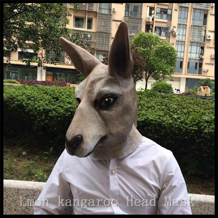 

Free shipping Hot sale realistic latex kangaroo Mask for Chrismas and New year Carnival promotion Animal Full Head Mask in stock