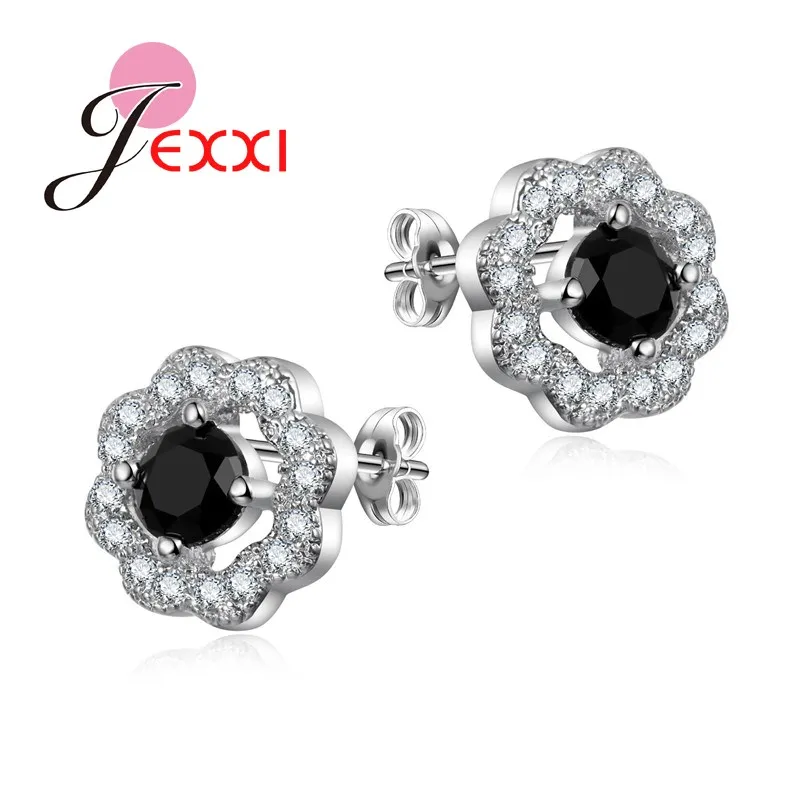 

JEXXI Stars Recommend 925 Sterling Silver Jewelry Pave Stone Color Cubic Zironia Stud Earring Stock New Arrival
