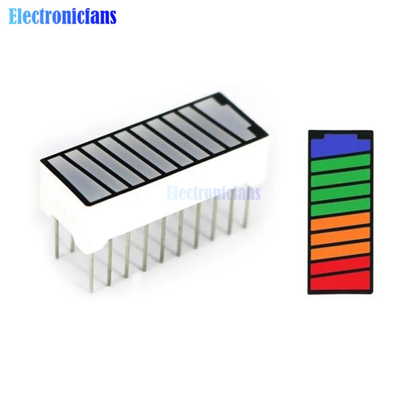 

5PCS 10 Segment 4 Color LED Battery Level Bar Graph Power Display Indicator Module Red Yellow Green Blue Multi-color 5V Light