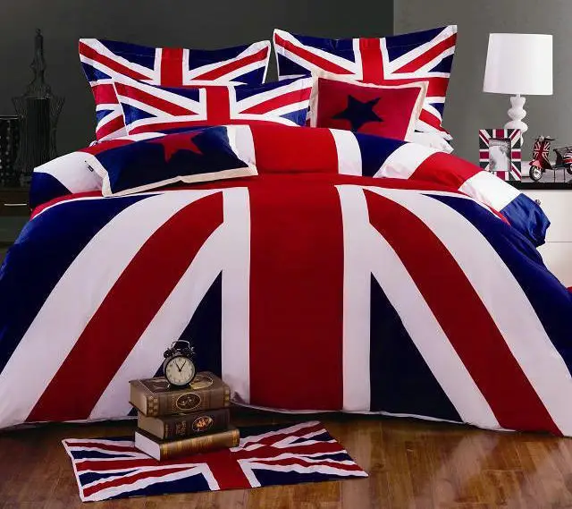 Newest Arrivals Bed Linen British Union Jack Flag 4pcs Queen Full