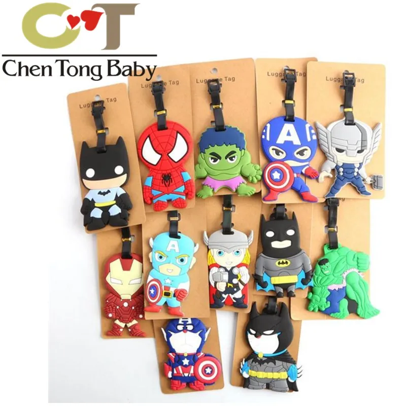 

Avengers Batman Iron Man America captain ornaments decorative Action Figures vinyl doll small Luggage tag WJ01
