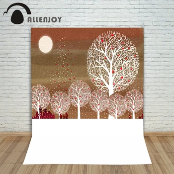

Christmas winter backdrops Tree Snow Moon Red Ball Paper-Cut new born professional customize photography