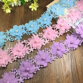 

13Yds Chiffon Lace Trim Polyester Lace Applique Knitting Wedding Embroidered Diy Flower Patchwork Ribbon Sewing Supplies Crafts