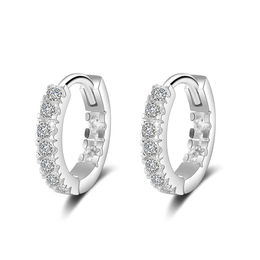 Маленькие круглые серьги со стразами для женщин, 925 пробы серебряные циркониевые круглые серьги-гвоздики, женские модные ювелирные изделия