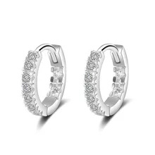 Маленькие круглые серьги со стразами для женщин, 925 пробы серебряные циркониевые круглые серьги-гвоздики, женские модные ювелирные изделия