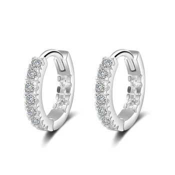 

Small Round Crystal Earrings For Women 925 Sterling Silver Zircon Circle Stud Earrings Female Fashion Jewelry pendientes mujer