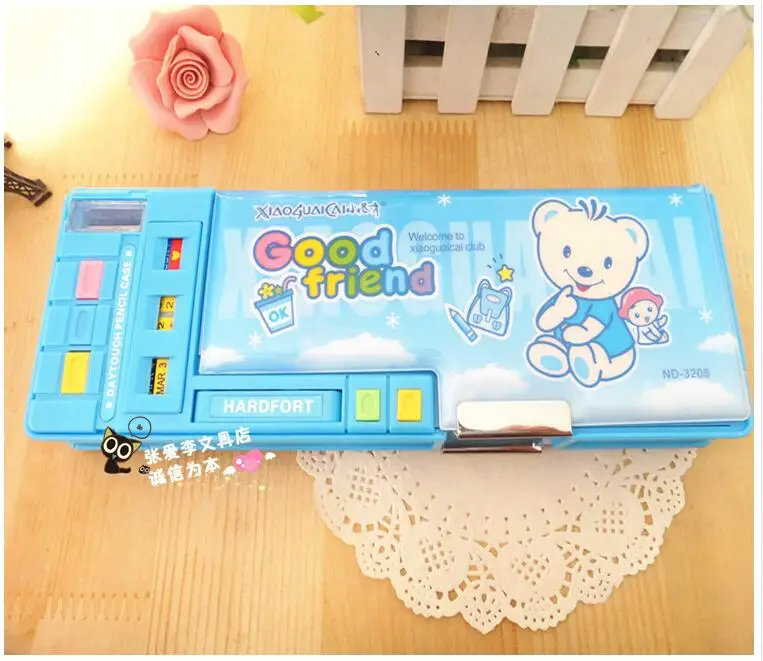 2016 Multi function Automatic Pencil Box Practical Double Layer Plastic