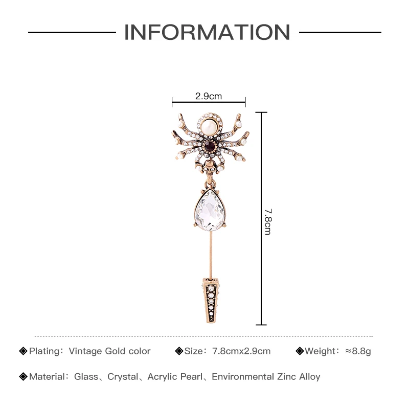 KISS ME хрустальные капли черепа Броши пауки для женщин персонализированные модные насекомые винтажные булавки аксессуары
