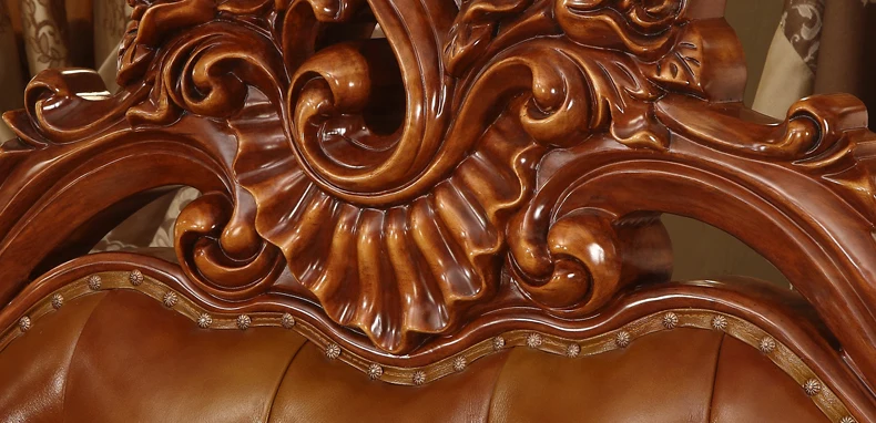 King Set Royal Bedroom Luxury Leather Headboard French Bed Furniture