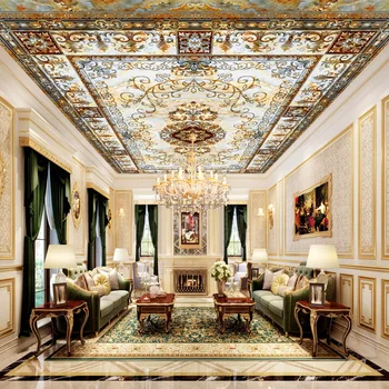 

Wholesale 3d ceiling mural wallpaper royal ceiling mural for living room European style murals 3d photo murals home decor