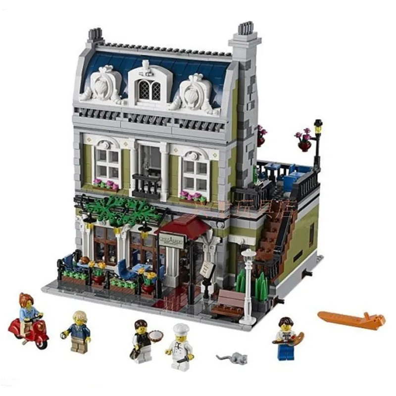 

2418PCS new Lepin 15010 Creator Expert City Street Parisian Restaurant Model Building Kits Block Toy Compatible legod 10243