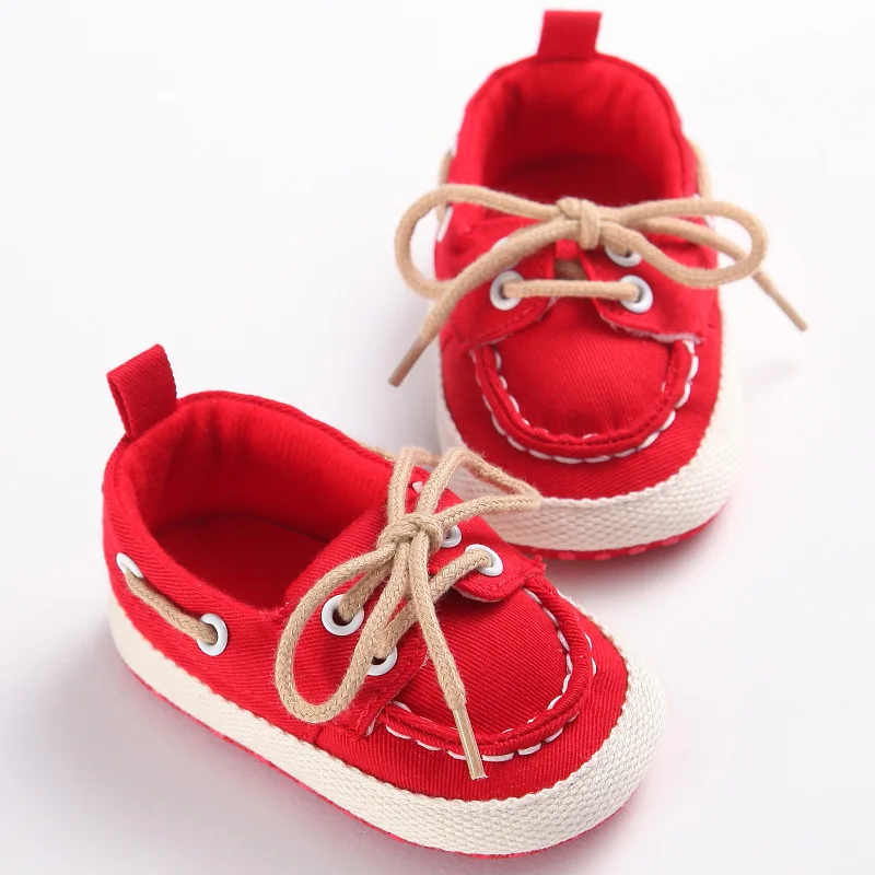 Infant Baby Boys Girls Shoes Canvas Lace Up Loafers Soft Soled First Walker Shoe