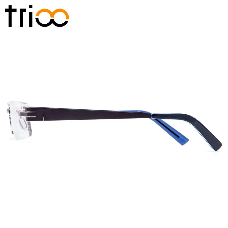 Lesen Optische Männer Brille Trioo Blau Quadrat Brillen C2 Rahmen Männlichen Computer Randlose Dioptrien Titan ZUxwUH0q