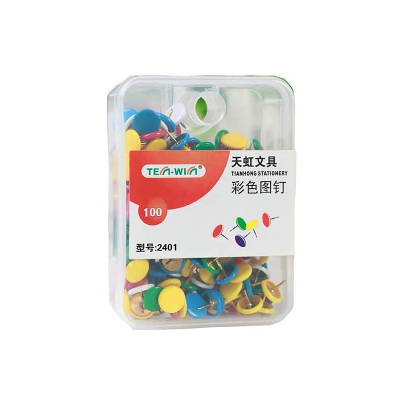 

100 pcs/lot Colored Drawing Push Pins Metal Thumb Tacks Cork Boards Pushpins Map Pin Office School Supplies