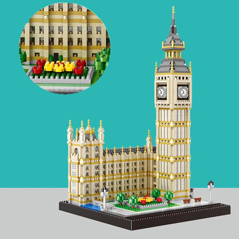 

City Big Ben Brick Buildings Model Building Blocks for Kids Mini Diamond Blocks Toys for Children Building Toys