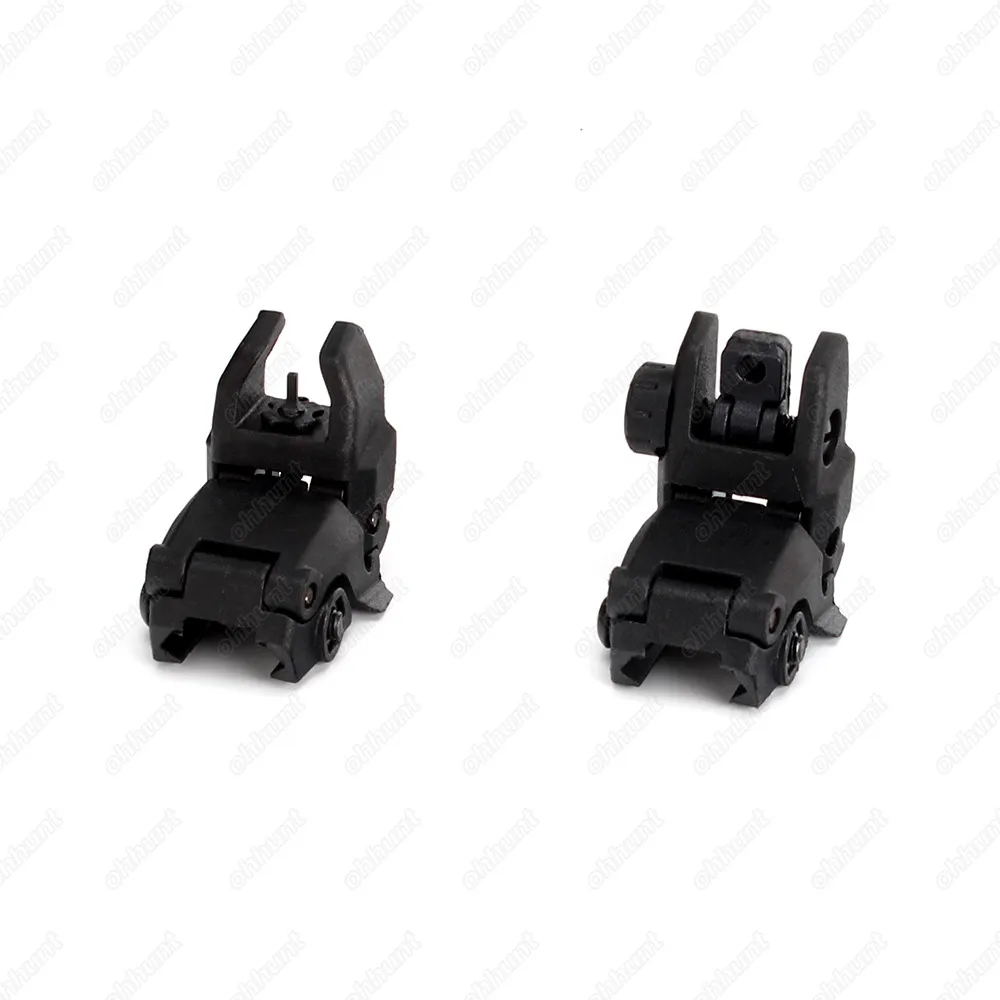 ohhunt Model 4 AR 15 Tactical Flip up Front Rear Sight Set Windage Adjustment Polymer Sights 20mm Rail for Rifle Handguards  (5)