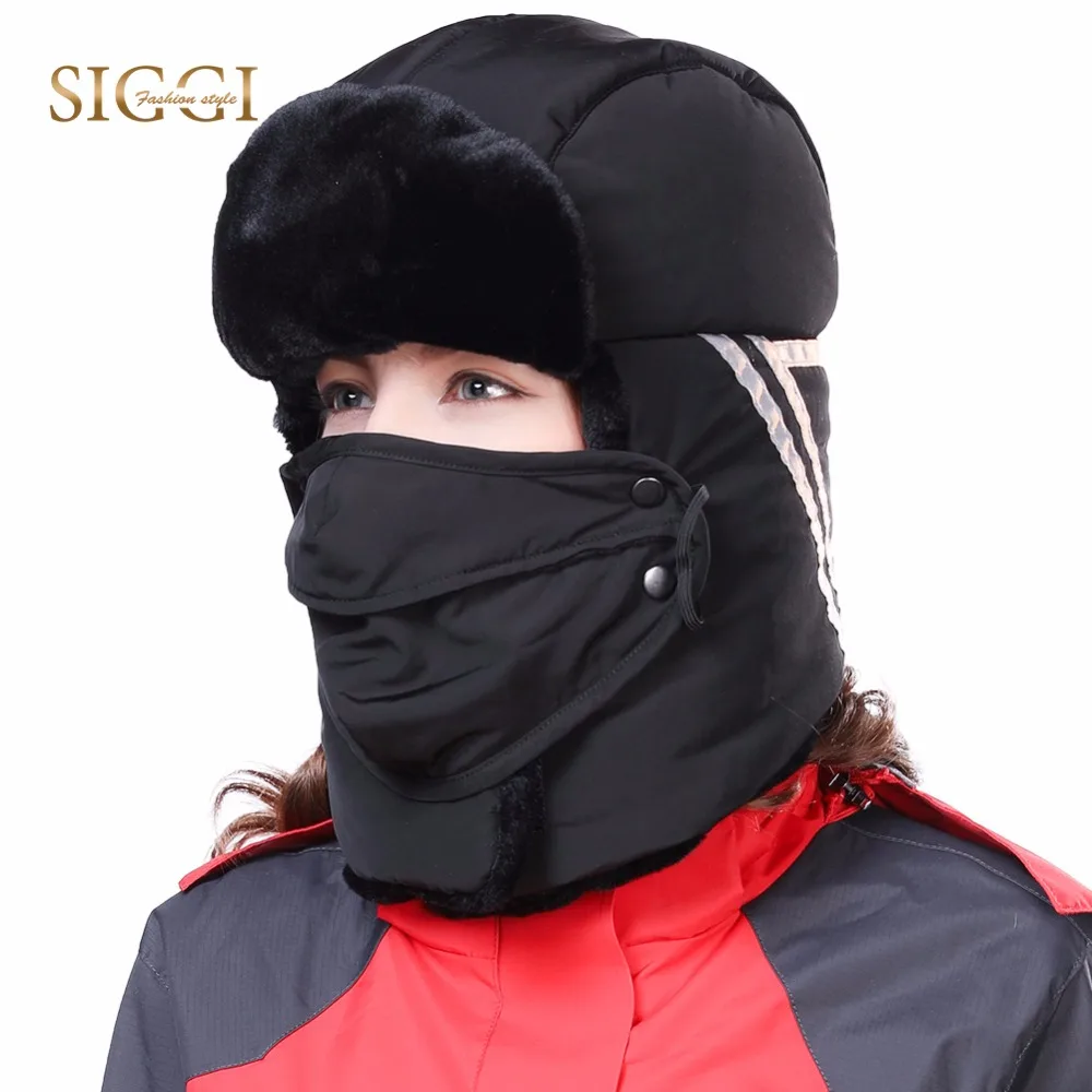 FANCET Winter Warm Faux Fur Bomber Hats For Women Adjustable Detachale