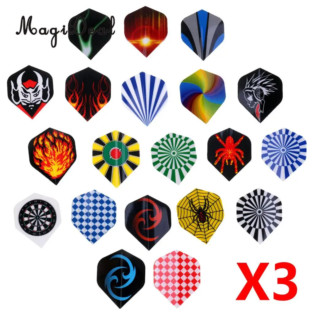 3 Sets 60 Pieces Standard Dart Flights for Steel Tip Darts and Soft Tip Darts Entertainment DIY Dart Mixed Color 