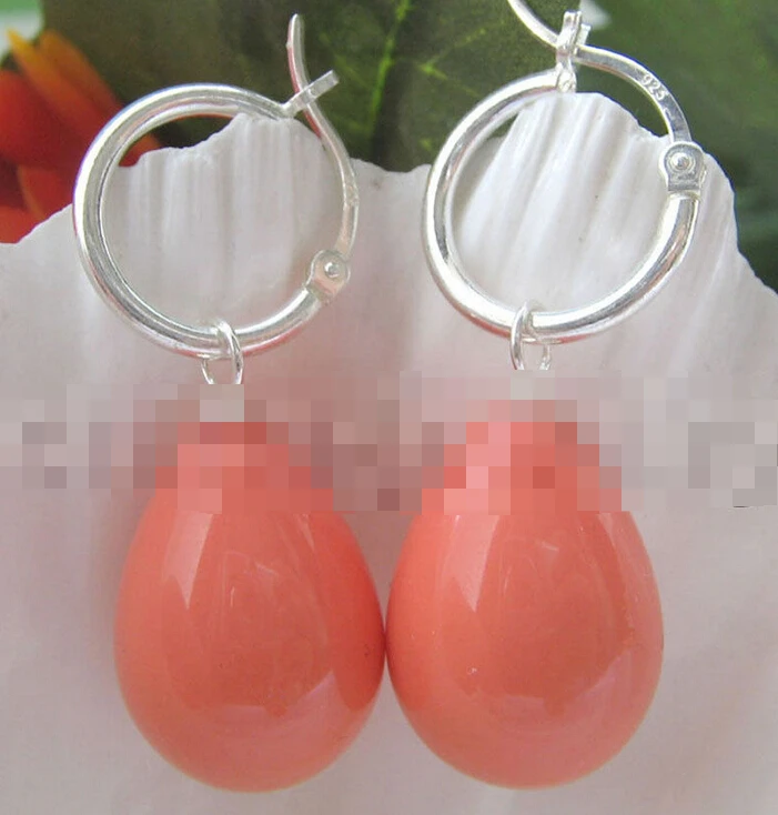 

1575 orange drip sea shell pearl earring