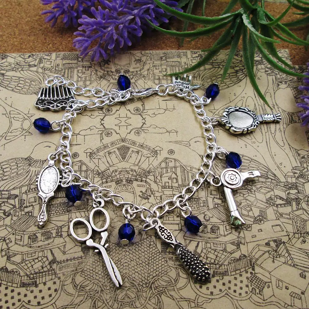

Silver Plated Charm Bracelet HAIRDRESSER Gift Beauty Beautician Inspired Charm Bracelet pendant bracelets