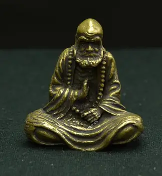 

China Pure brass solid bodhidharma small Buddha statue