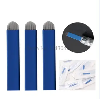 

Fresshipping 50Pcs/Lot 0.2MM 18Pins U Shape Permanent Makeup Eyebrow 3D Emboridery Tattoo Microblading Needle