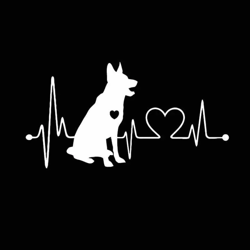 Fashion German Shepherd Cute Cartoon Animal Pet Cat Car Music Notes Heartbeat Lifeline Vinyl Car Sticker Window Body Funny Decal