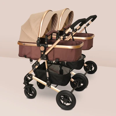 High landscape twin stroller can sit and fold easily detachable multi-function twin stroller