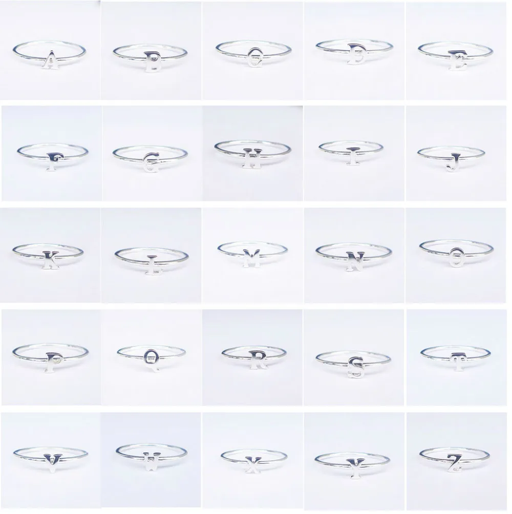 Lot Sale 26pcs(1pc each letter) Solid 925Sterling Silver Initial Ring Capital Letter | Украшения и аксессуары