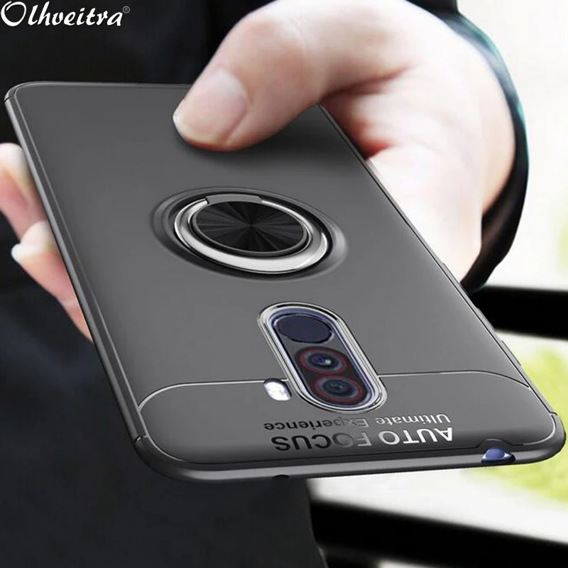 

For Xiaomi Pocophone F1 Case Car Holder Stand Magnetic 360 Bracket Finger Ring TPU Back Cover For Xiaomi Pocophone F1 F 1 Case
