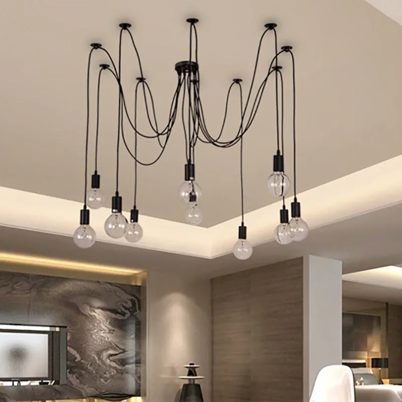 Современный DIY большой паук промышленные черные винтажные подвесные лампы Лофт led E27 AC 110V 220V подвесные светильники для гостиной кухни