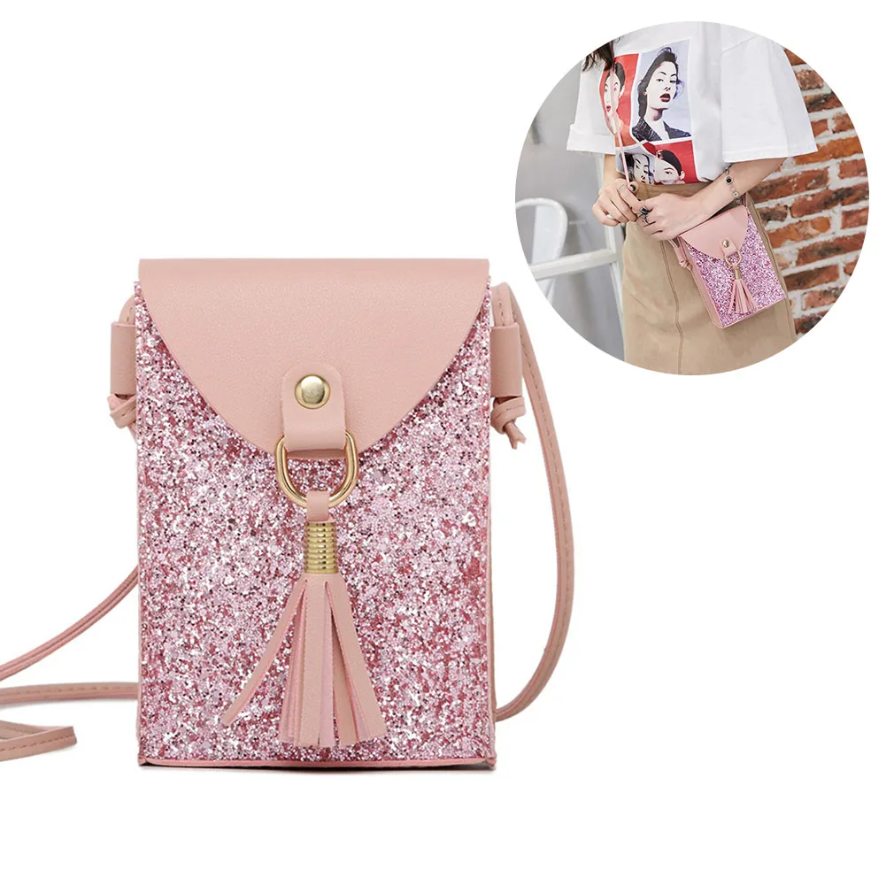 المرأة سيدة الكتف Crossbody حقيبة صغيرة شرابة الهاتف المال كيس تغليف محفظة MSJ99