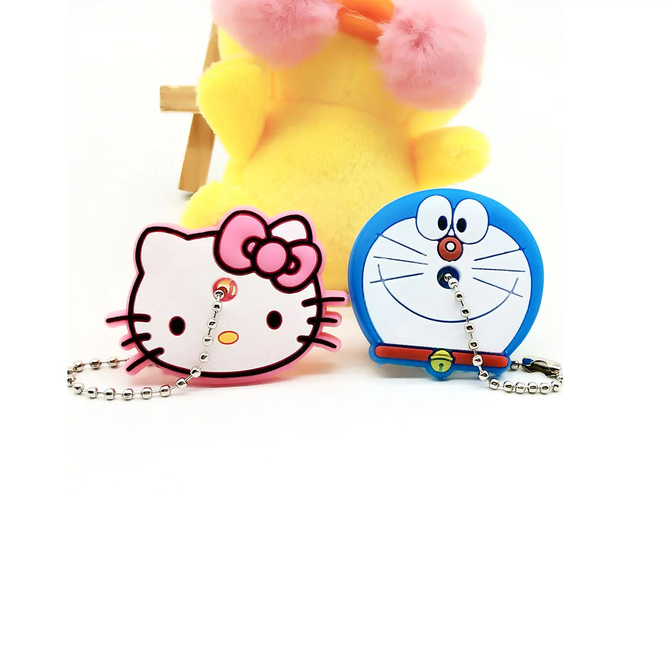 

Animal Keychain Cartoon silicone Kitty KeyChains Anime Keycover charm car Keyring Caps Children Key Cover Keychain Women jewelry