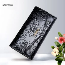 Female Elegant Wallet Genuine Leather Purse Floral Hasp Clutches Evening Bags bolsos mujer
