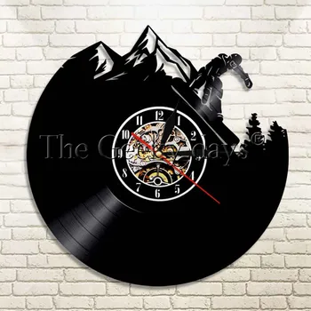 

1Piece Travel Tourism Winter Sport Austria Ski Snow Alps Wall Clock Alpine Skiing Vinyl Record Clock Skiing Lover Gift