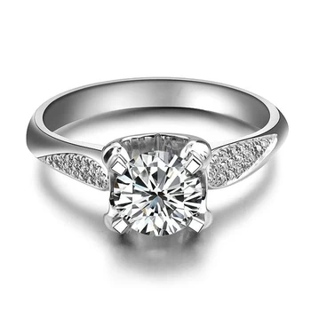 

1Ct Twisted Wholesale Paved NSCD Lovely Diamond Wedding Ring for Women Sterling Silver Jewelry Pt950 Print Genuine Guarantee