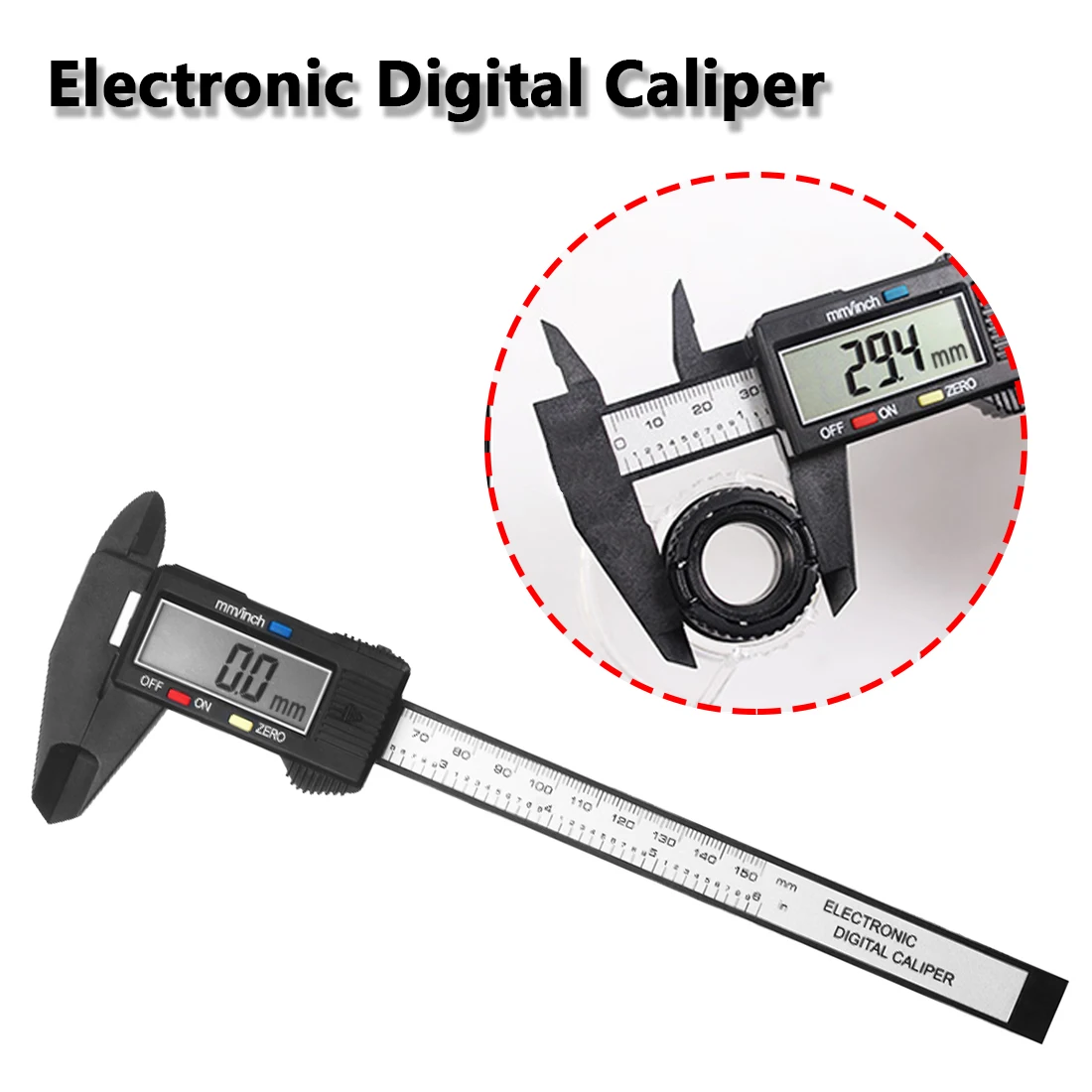 LCD Digital Electronic Carbon Fiber Vernier Caliper Gauge Micrometer Ruler 150mm